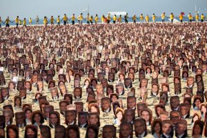 Members of the Baha'i religion demonstrate in Rio de Janeiro's Copacabana beach on June 19, 2011 asking Iranian authorities to release seven Baha'i prisoners accused of spying for Israel and sentenced to 20 years in jail. © 2011 Ana Carolina Fernandes/AFP/Getty Images